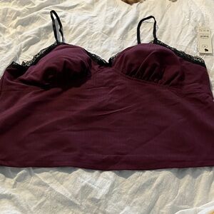 No Boundaries Burgundy Lace Trim Tank